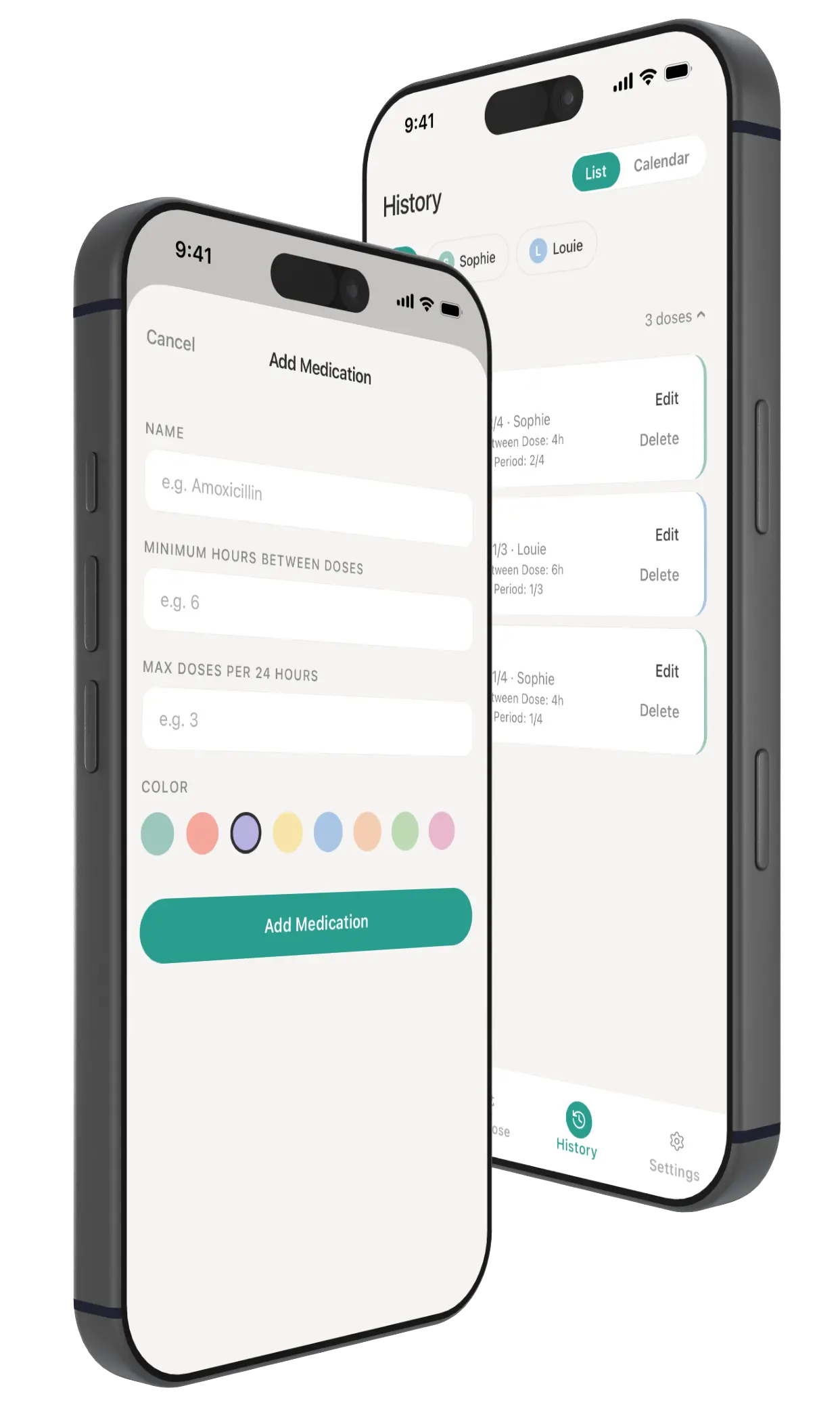 Little Doses shared dose tracking with partner notifications and custom medication setup